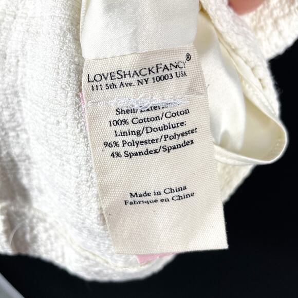 LoveShackFancy Adelaide Tweed Bow Mini Dress Ivory Black Sleeveless Sz 10 - Picture 16 of 16